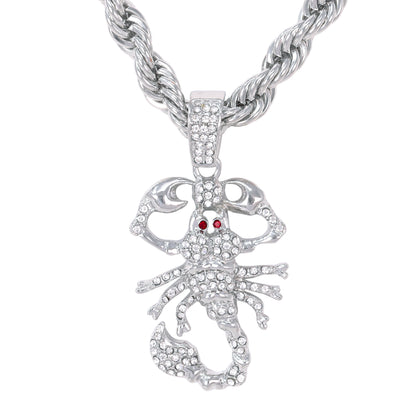 Iced Large Scorpion Pendant with 8mm Rope Chain 24" - HC-8045**