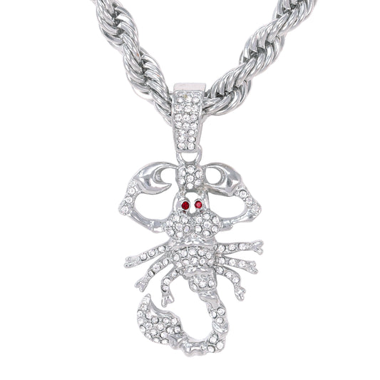 Iced Large Scorpion Pendant with 8mm Rope Chain 24" - HC-8045**