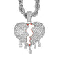 Iced Large Love Pendant with 8mm Rope Chain 24" - HC-8046
