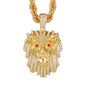 Iced Large Lion Pendant with 8mm Rope Chain 24" - HC-8054