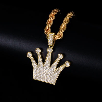 Iced Large Royalty Pendant with 8mm Rope Chain 24" - HC-8057