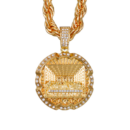 Iced Large Last Supper Pendant with 8mm Rope Chain 24" - HC-8059