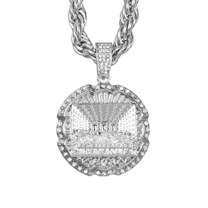 Iced Large Last Supper Pendant with 8mm Rope Chain 24" - HC-8059