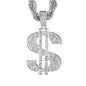 Iced Large Money Pendant with 8mm Rope Chain 24" - HC-8060