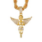 Iced Large Angel Pendant with 8mm Rope Chain 24" - HC-8063