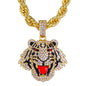 Iced Large Tiger Pendant with 8mm Rope Chain 24" - HC-8072