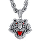 Iced Large Tiger Pendant with 8mm Rope Chain 24" - HC-8072