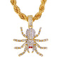Iced Large Spider Pendant with 8mm Rope Chain 24" - HC-8073