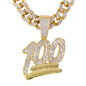 Iced Large 100 Pendant with 12mm Iced Cuban Chain - HC-9005