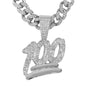 Iced Large 100 Pendant with 12mm Iced Cuban Chain - HC-9005