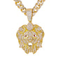 Iced Large Lion Pendant with 12mm Iced Cuban Chain - HC-9006