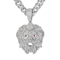 Iced Large Lion Pendant with 12mm Iced Cuban Chain - HC-9006