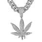 Iced Large Leaf Pendant with 12mm Iced Cuban Chain - HC-9009