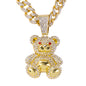 Iced Large Teddy-Bear Pendant with 12mm Iced Cuban Chain - HC-9011