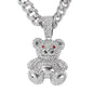 Iced Large Teddy-Bear Pendant with 12mm Iced Cuban Chain - HC-9011