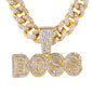 Iced Large Boss Pendant with 12mm Iced Cuban Chain - HC-9014