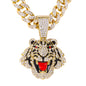 Iced Large Tiger Pendant with 12mm Iced Cuban Chain - HC-9015