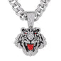 Iced Large Tiger Pendant with 12mm Iced Cuban Chain - HC-9015