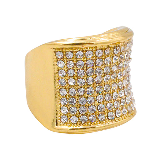 Mens One Size Iced Out Square Ring - HR-01