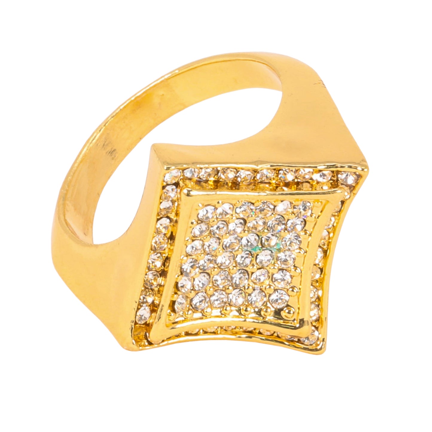 Mens One Size Iced Out Square Ring - HR-02