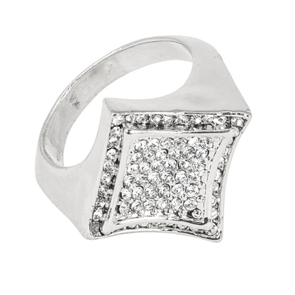 Mens One Size Iced Out Square Ring - HR-02