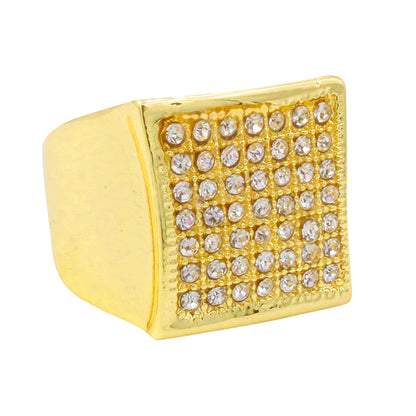 Mens One Size Iced Out Square Ring - HR-03
