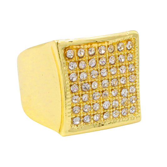 Mens One Size Iced Out Square Ring - HR-03