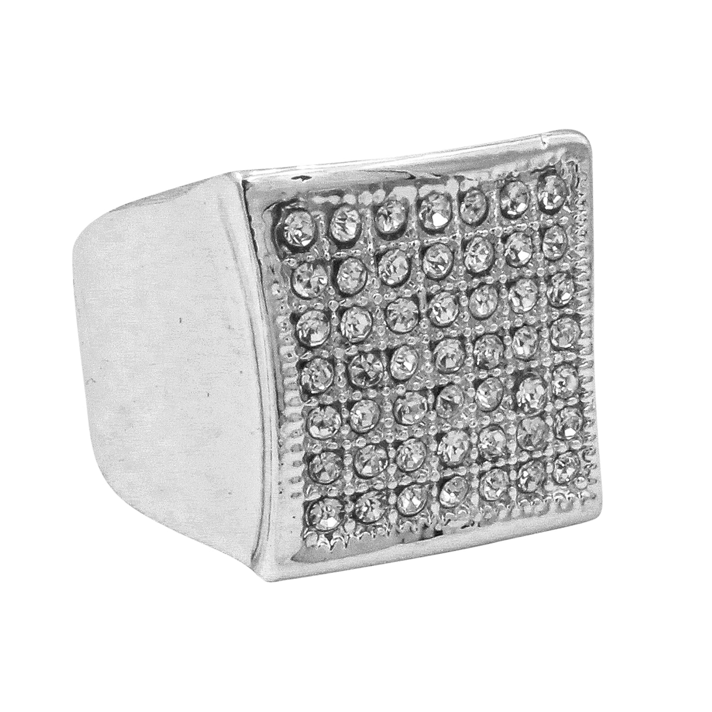 Mens One Size Iced Out Square Ring - HR-03