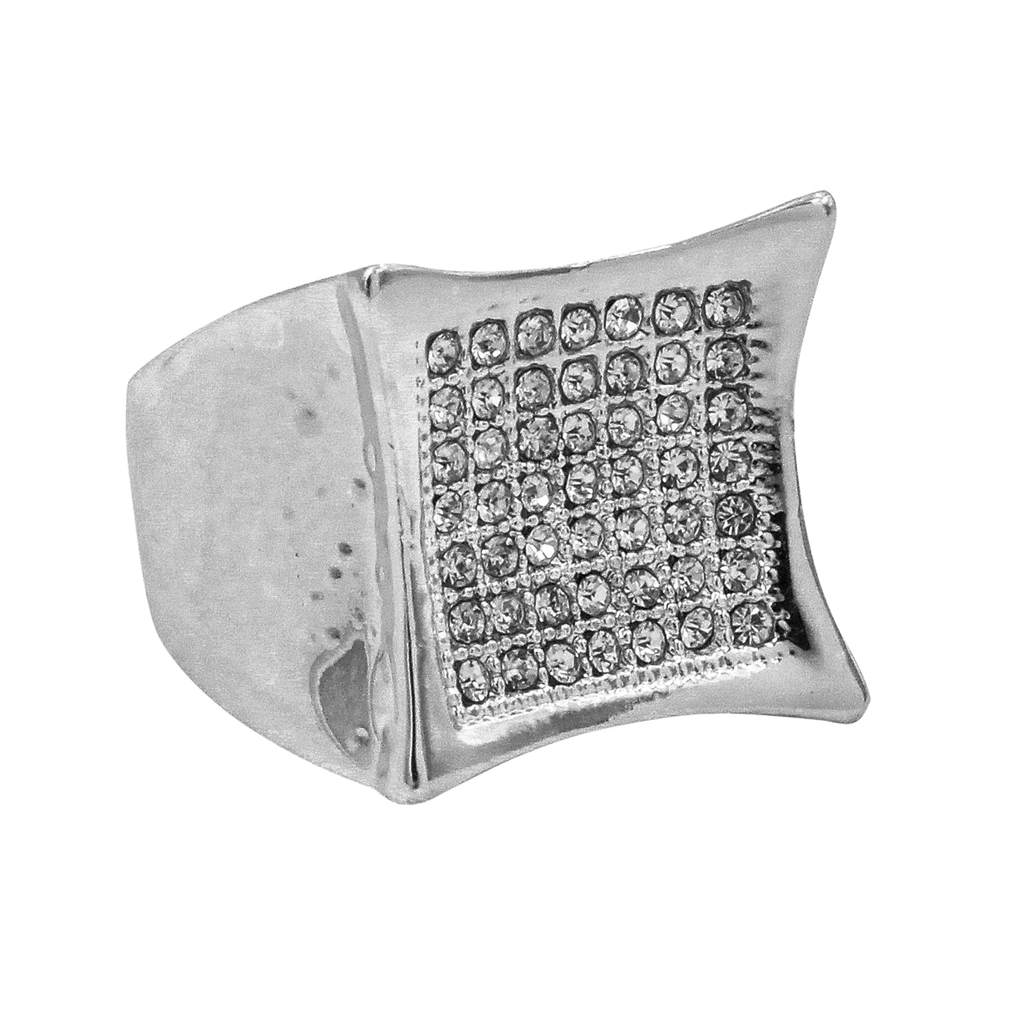 Mens One Size Iced Out Square Ring - HR-04