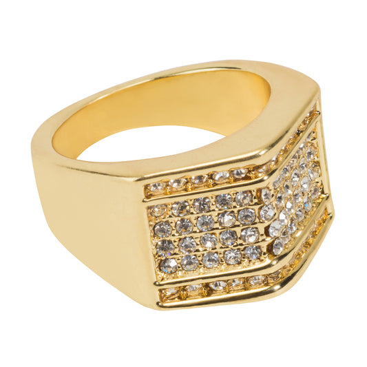 Mens One Size Iced Out Flat Ring - HR-05