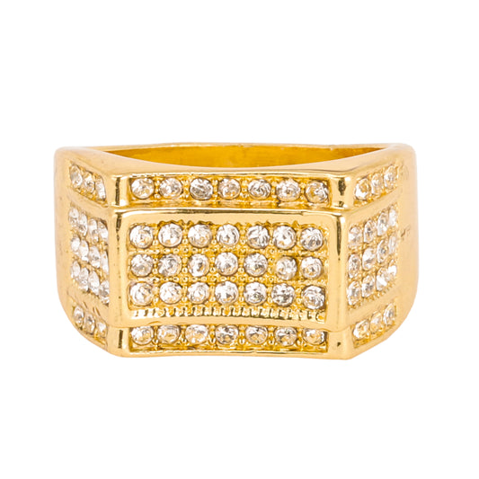 Mens One Size Iced Out Flat Ring - HR-06