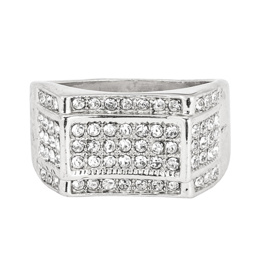 Mens One Size Iced Out Flat Ring - HR-06