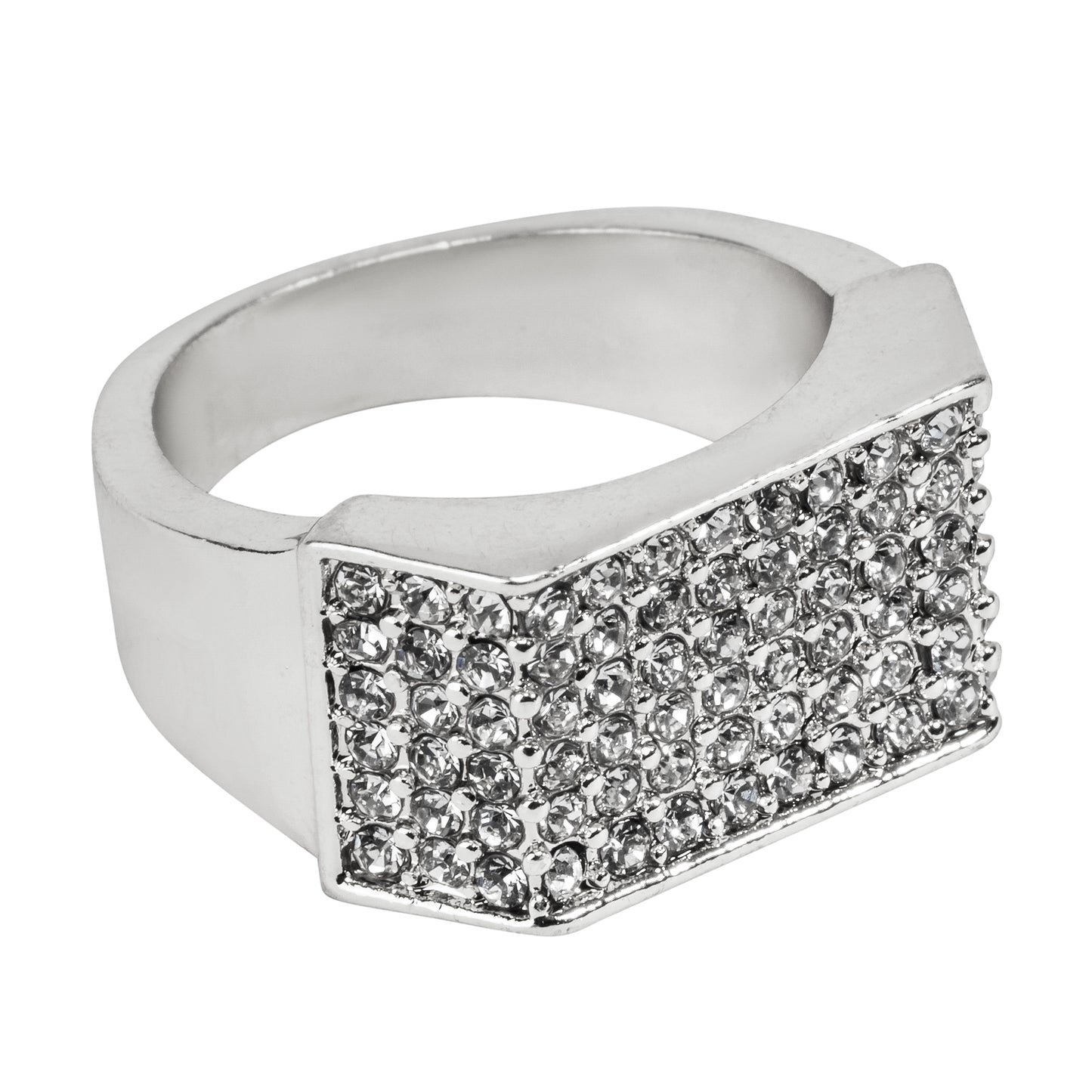 Mens One Size Iced Out Flat Diamond Ring - HR-07