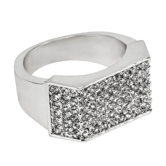 Mens One Size Iced Out Flat Diamond Ring - HR-07