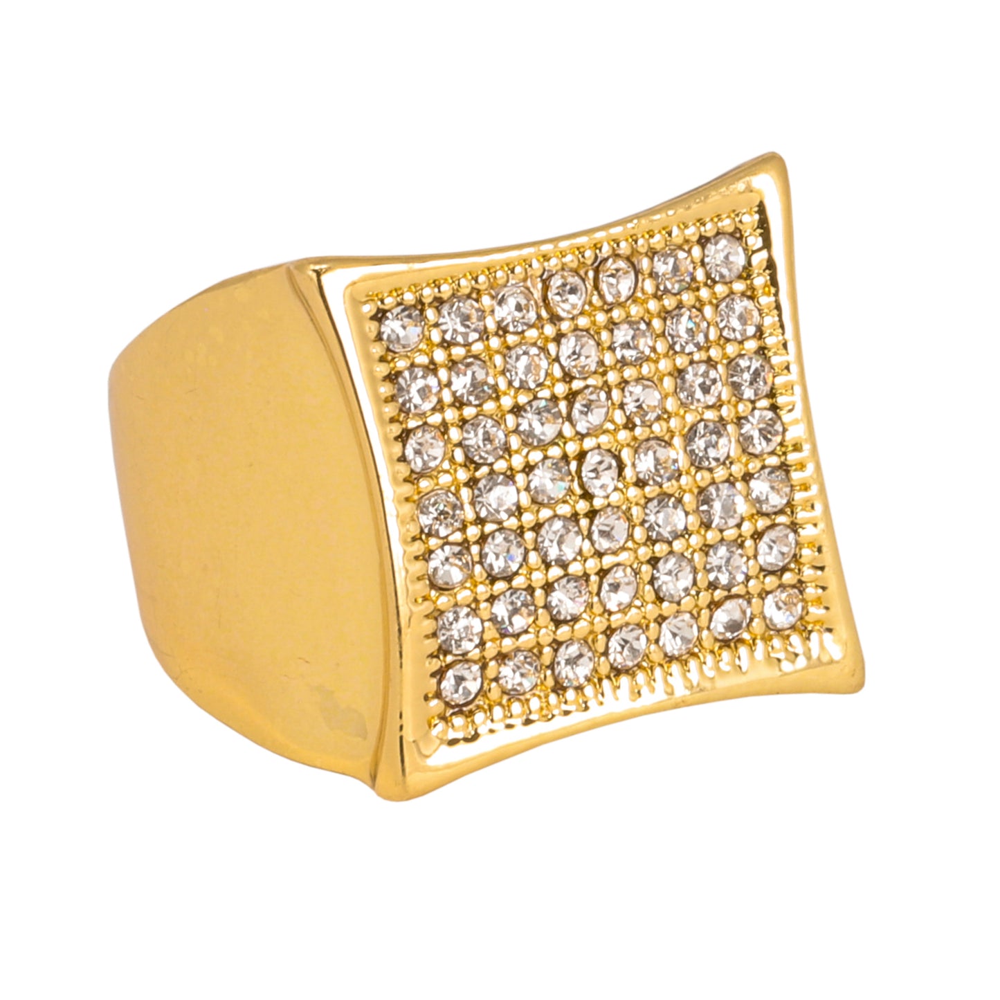 Mens One Size Iced Out Square Ring - HR-08