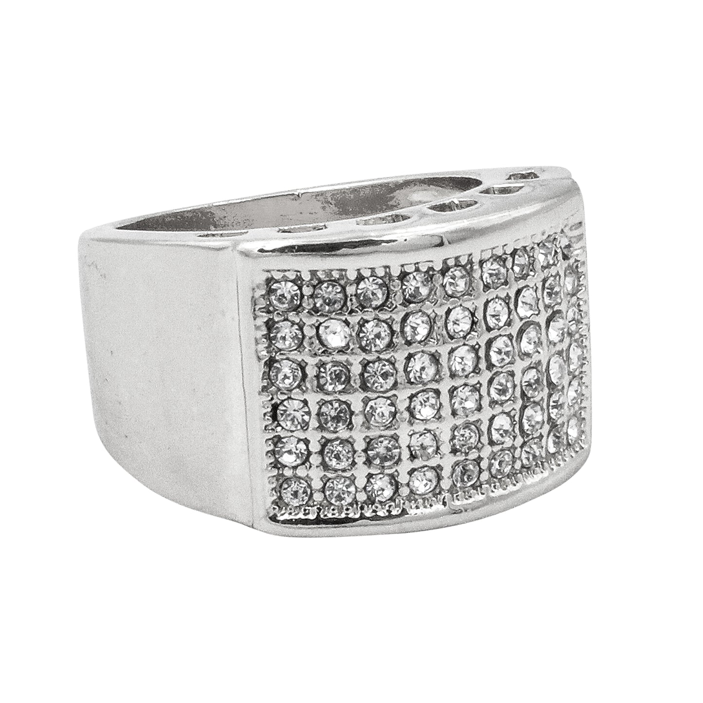 Mens One Size Iced Out Square Ring - HR-09