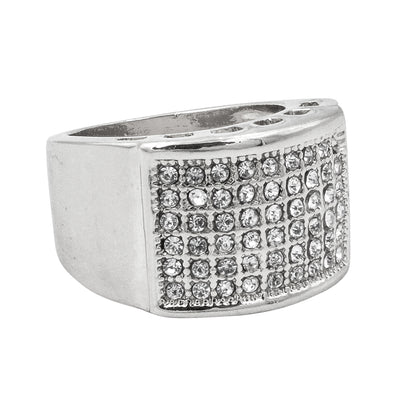 Mens One Size Iced Out Square Ring - HR-09