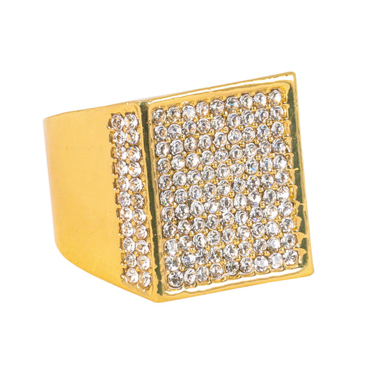 Mens One Size Iced Out Square Ring - HR-11