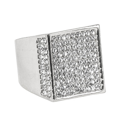 Mens One Size Iced Out Square Ring - HR-11