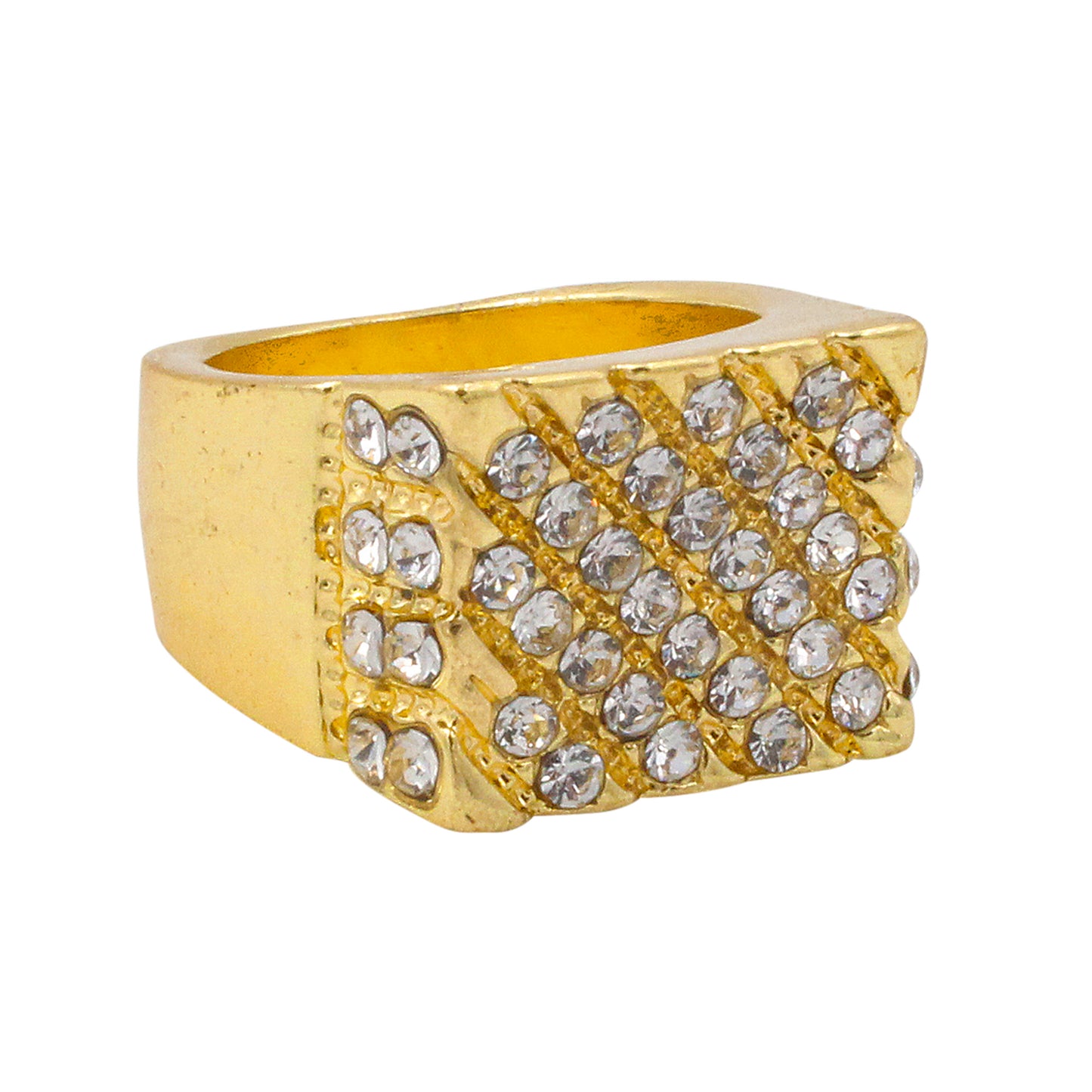 Mens One Size Iced Out Square Ring - HR-12