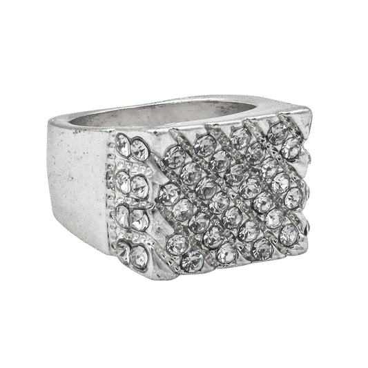 Mens One Size Iced Out Square Ring - HR-12