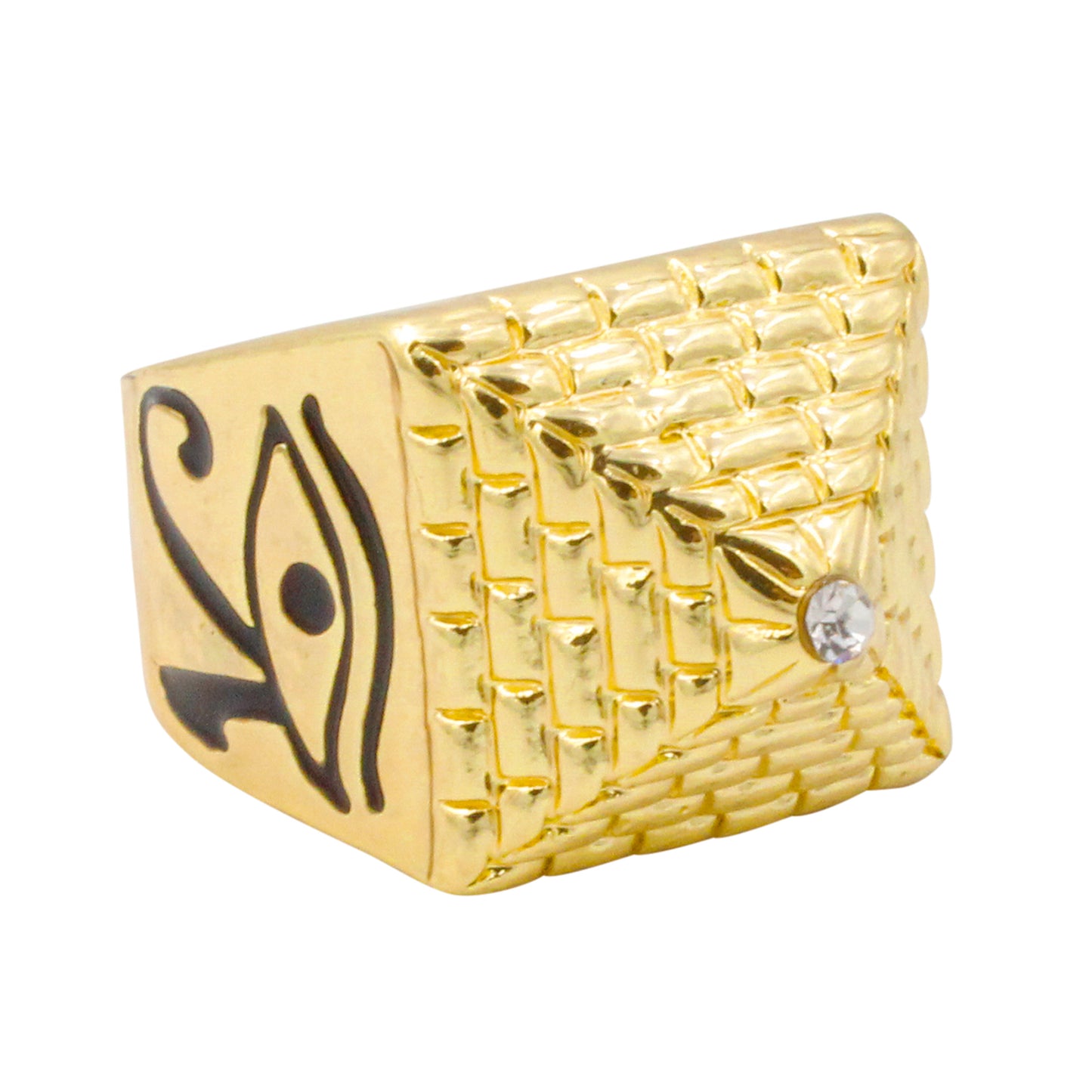 Mens One Size Iced Out Pyramid Ring - HR-15