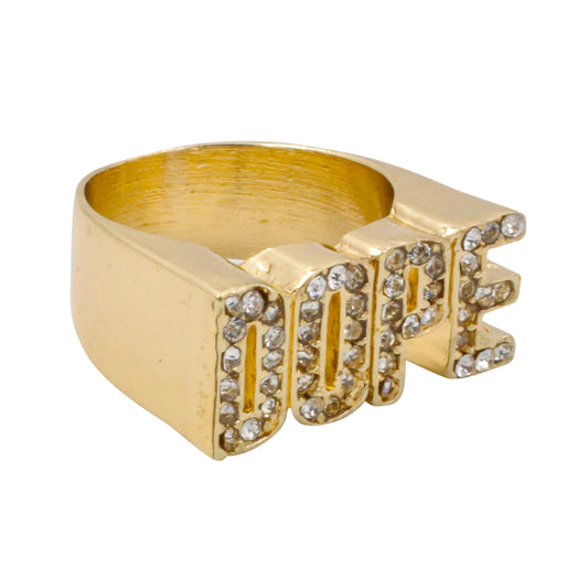 Mens One Size Iced Out DOPE Ring - HR-16