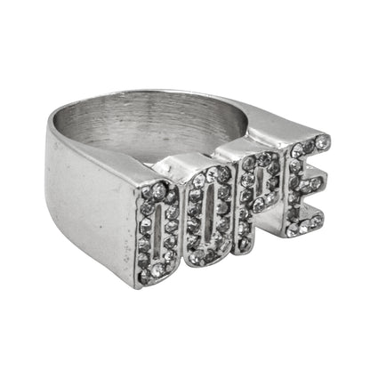 Mens One Size Iced Out DOPE Ring - HR-16