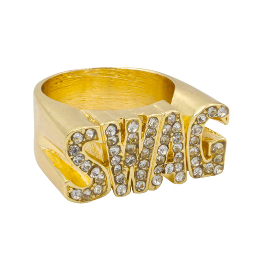 Mens One Size Iced Out SWAG Ring - HR-17