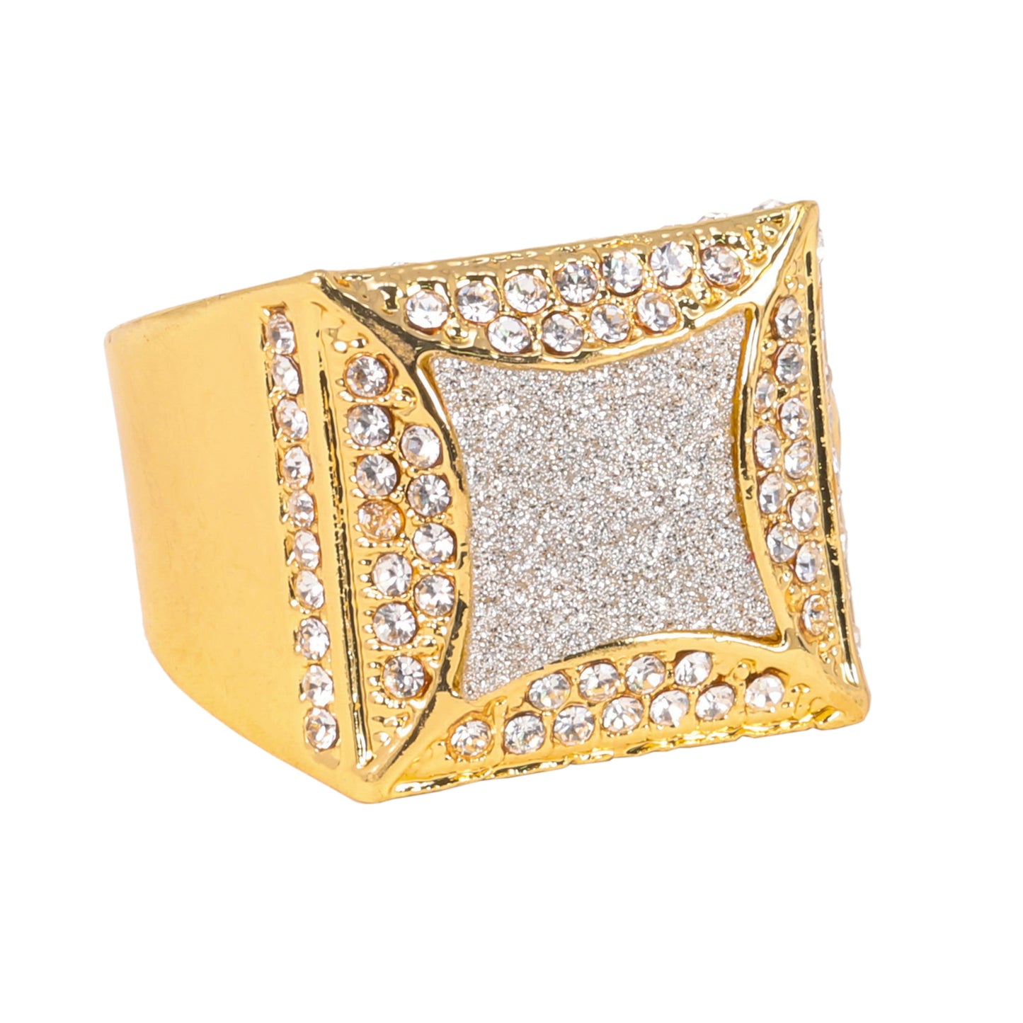 Mens One Size Iced Out Square Ring - HR-18