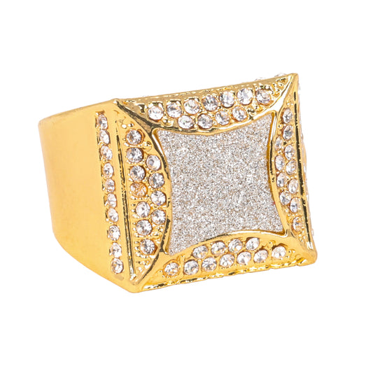 Mens One Size Iced Out Square Ring - HR-18