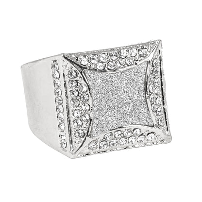 Mens One Size Iced Out Square Ring - HR-18