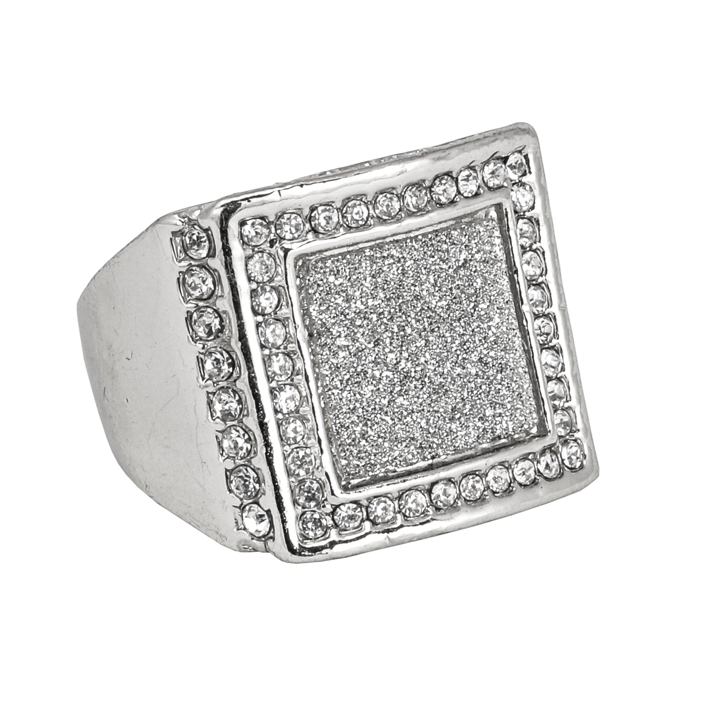 Mens One Size Iced Out Square Ring - HR-19
