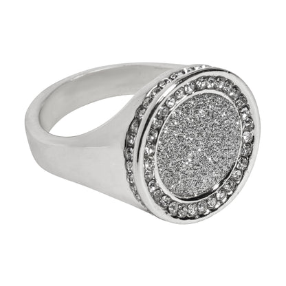 Mens One Size Iced Out Round Ring - HR-20